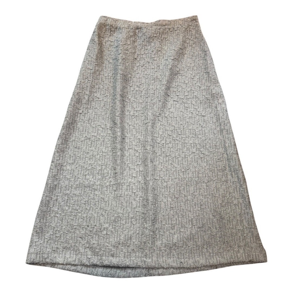 NEW Melloday Midi Skirt Textured A-Line Long Skirt Pull On‎ Grey Small NWT